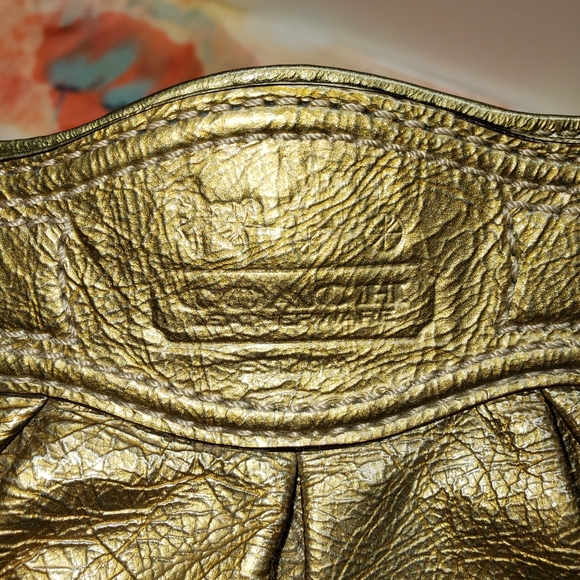 PRICE FIRM Coach patent leather gold color bag. - Picture 13 of 14